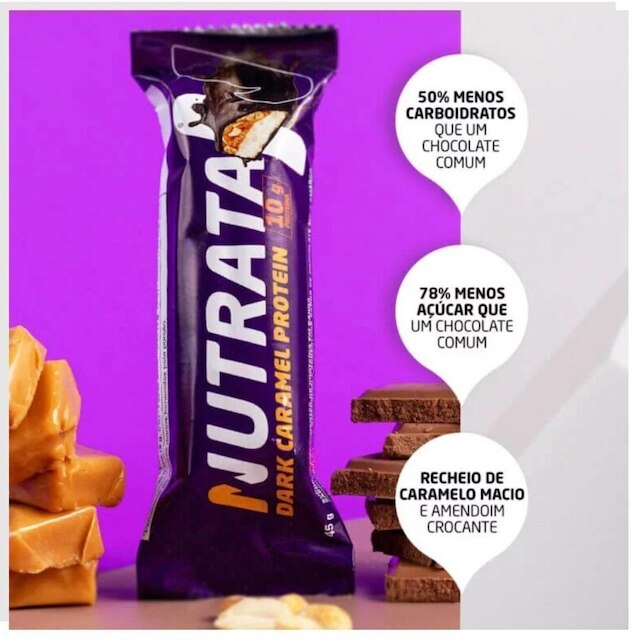 Barra de Proteína Dark Caramel Protein - Nutrata 12 un.