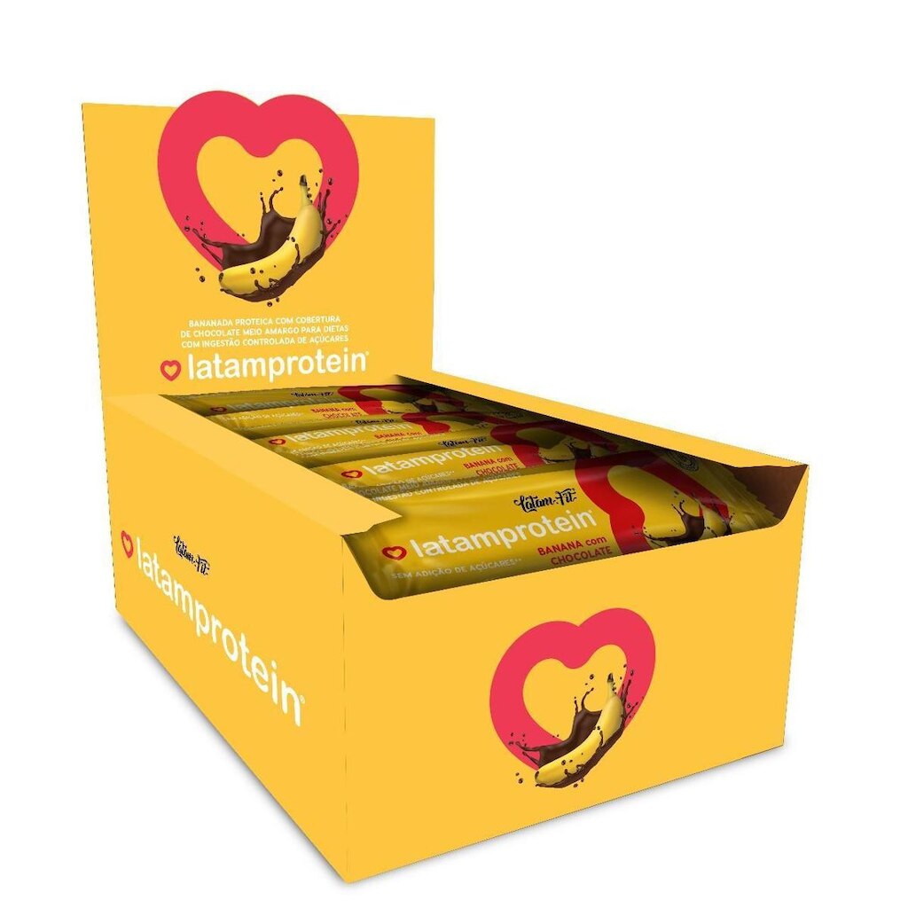 Barra De Proteína Sabor Banana Com Whey De Chocolate Zero Açúcar- 12 Unidades