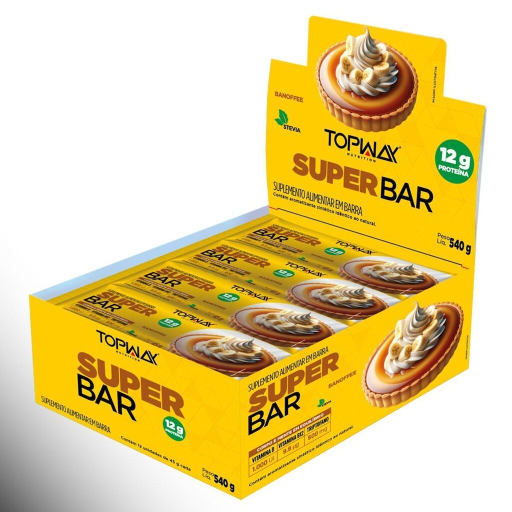 Barra De Proteína Super Bar Banoffe 45G Topway Caixa Com 12U