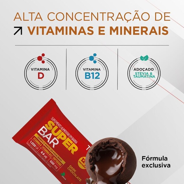 Barra De Proteína Super Bar Dark Chocolate 45G Topway Kit 12