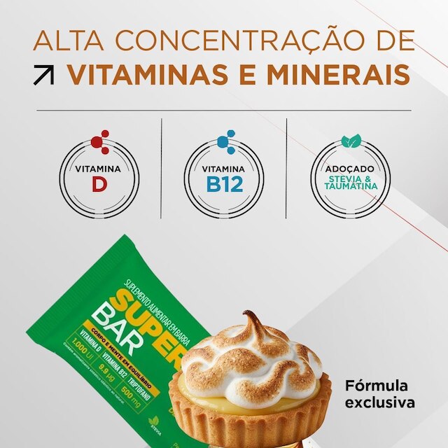 Barra De Proteína Super Bar Torta De Limão 45G Topway Kit 12