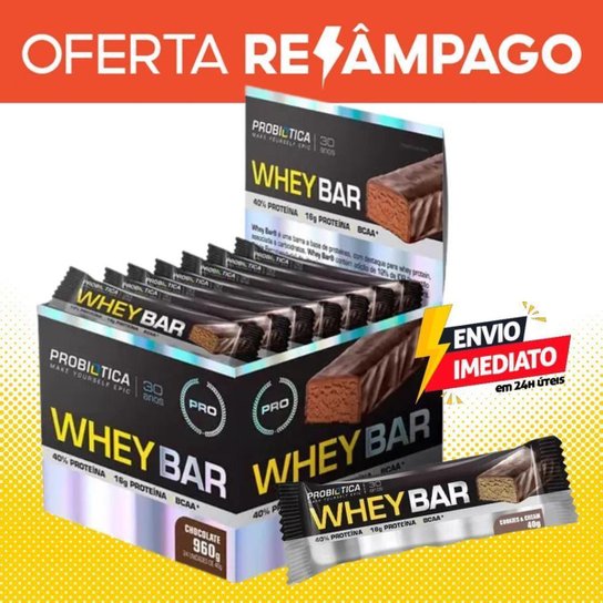 Barra De Proteína - Whey Bar 40G - Probiótica - 24 Unidades - Coco Menor preço em Barra De Proteína - Whey Bar 40G - Probiótica - 24 Unidades - Coco