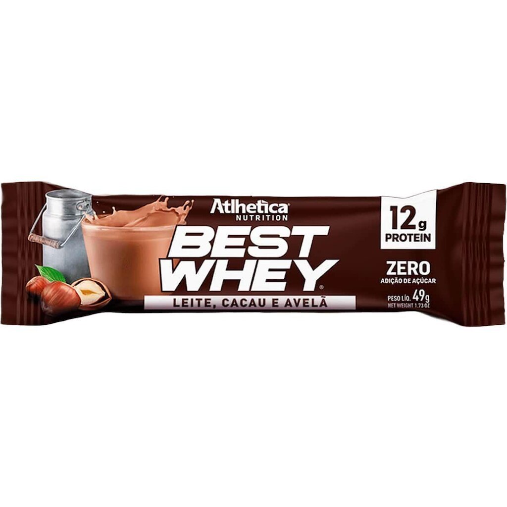 Barra Proteica Best Whey - 1 Barras 49g Leite, Cacau e Avelã - Atlhetica Nutrition