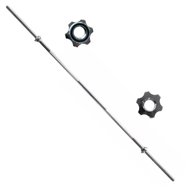 Barra Reta Maciça Pegada Recartilhada 150cm com Rosca Musculação Consport