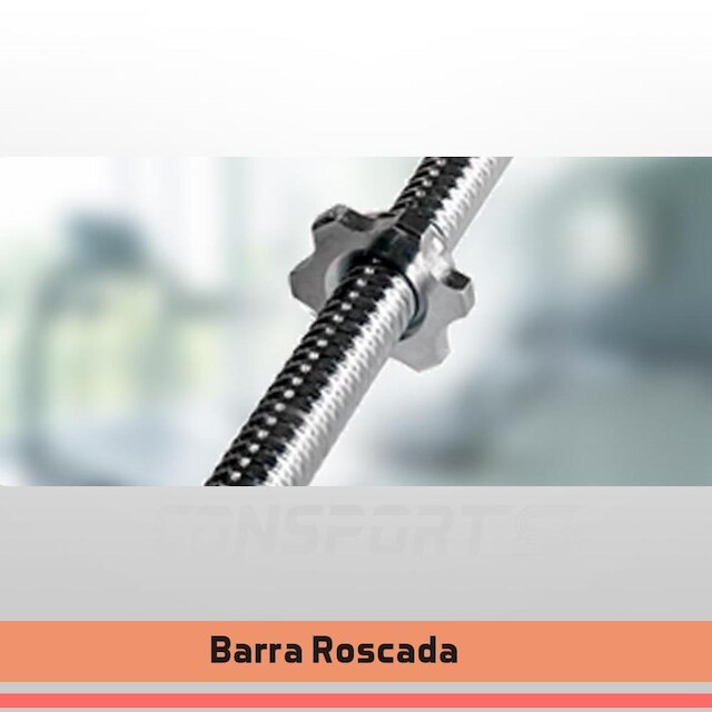 Barra Reta Maciça Pegada Recartilhada 150cm com Rosca Musculação Consport