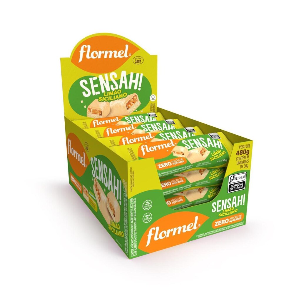 Barra Sensah Limão Siciliano Zero Açúcar Flormel - 480g