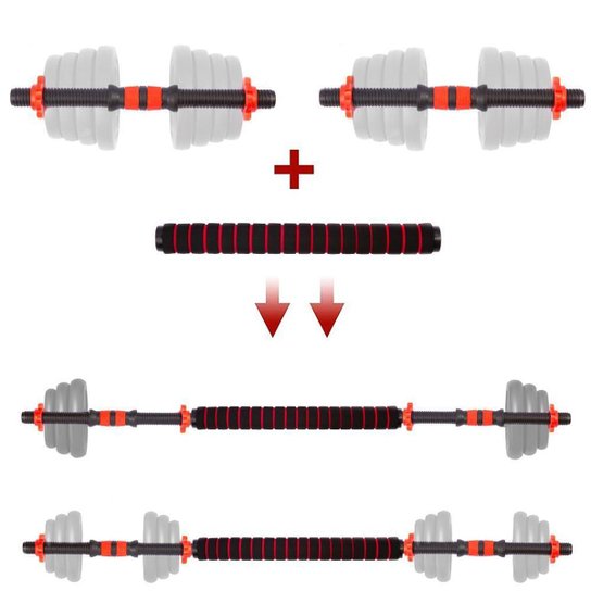 Barra Supino Halter com Rosca e Conector Kit 2 em 1 Yangfit