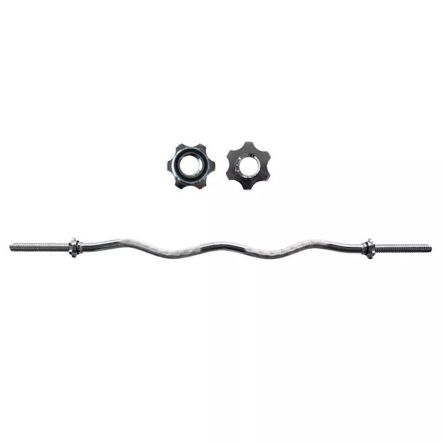 Barra W Musculação Maciça 120cm Cromada com Rosca Consport