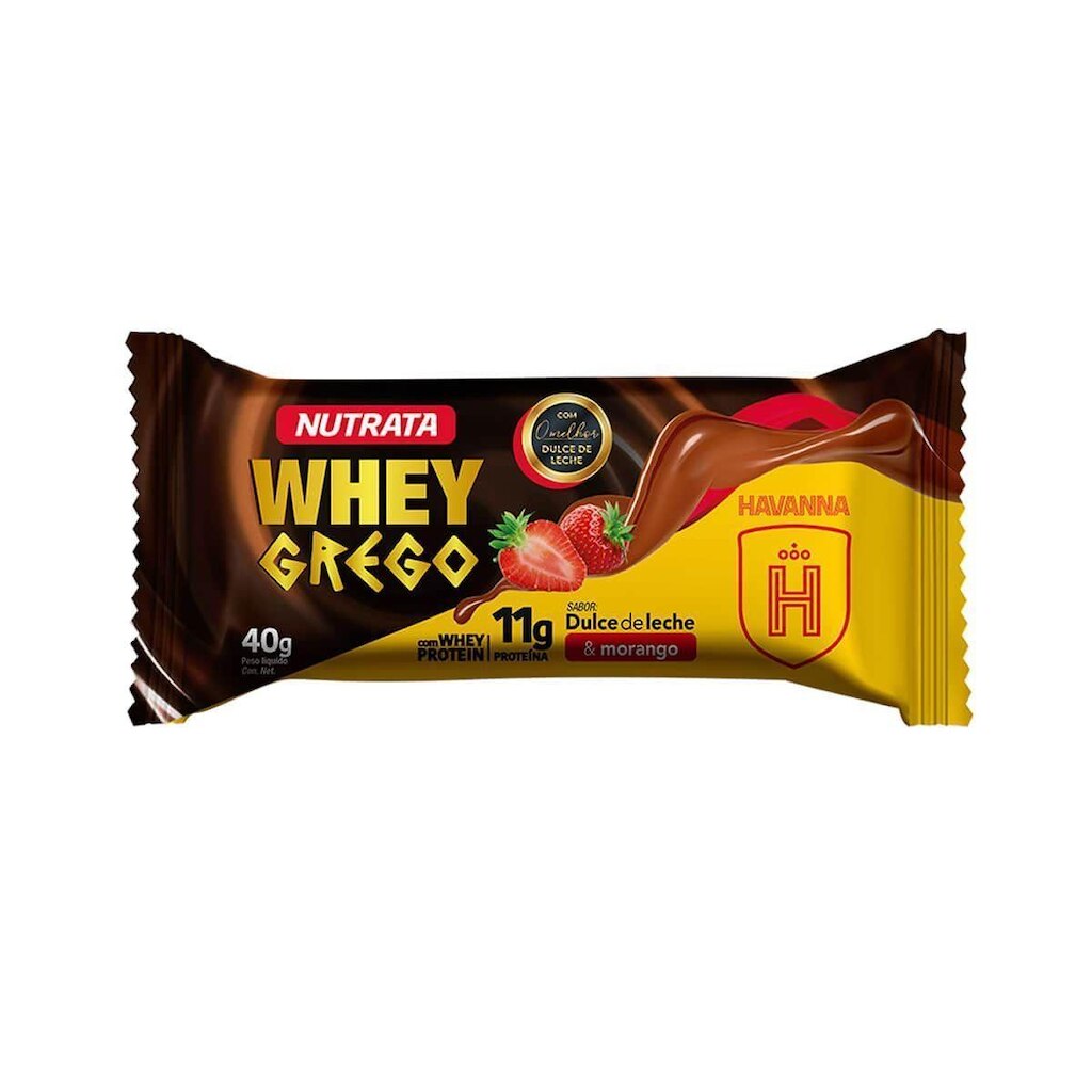 Barra Whey Grego Bar - 1 Unidade de 40g Dulce de Leche Havanna e Morango - Nutrata