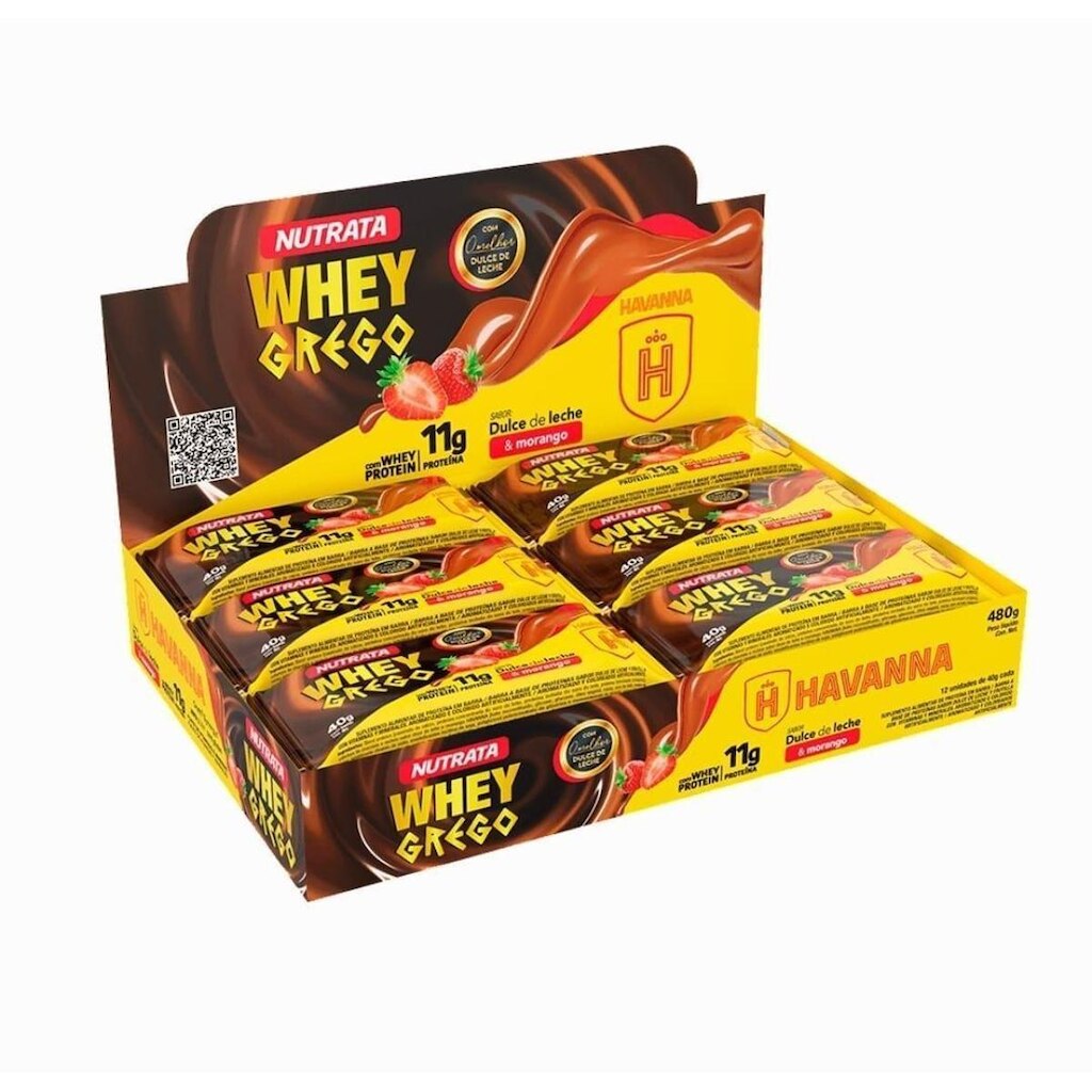Barra Whey Grego Bar Havanna Display c/ 12 barras de 40g cada – Nutrata