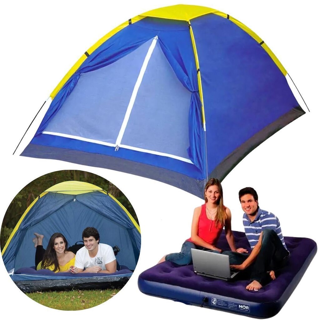 Barraca Camping 3 pessoas Mor Iglu Life e Colchão casal Inflável