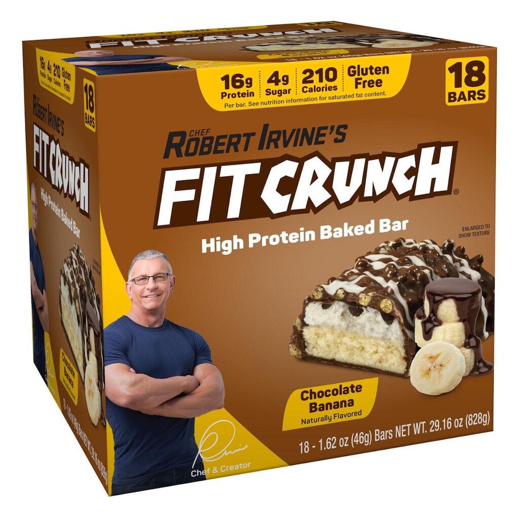 Barras de proteína Fit Crunch Snack Snack, chocolate e banana, 18x60g