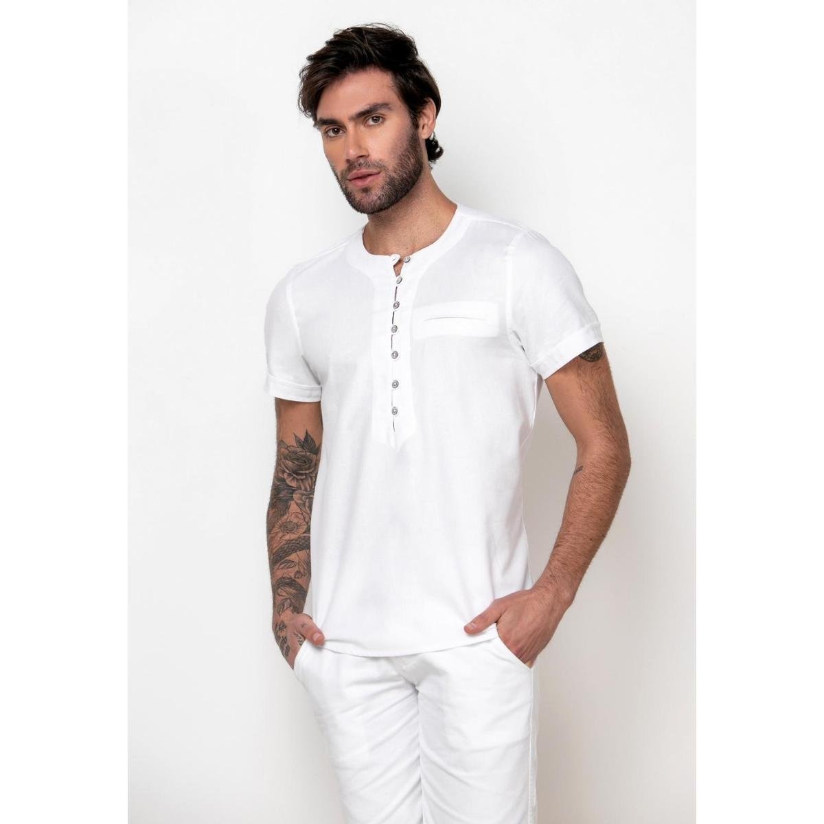 Bata Blusa Slim Zaiko Linho Manga Longa 3217 Menor preço em Bata Blusa Slim Zaiko Linho Manga Longa 3217