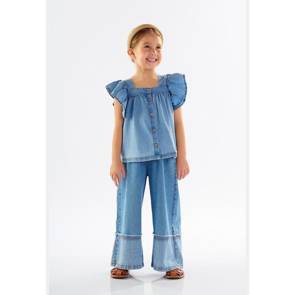 Bata Infantil para Menina em Jeans com Elastano Up Baby