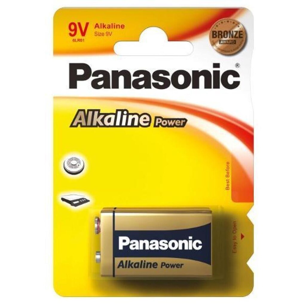 Bateria 9V Alcalina Panasonic - 6LR61 - 6LF22XAB/1B