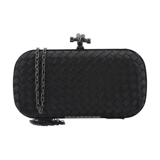 Bauarte - Bolsa Clutch de Tecido Rosa - Preto