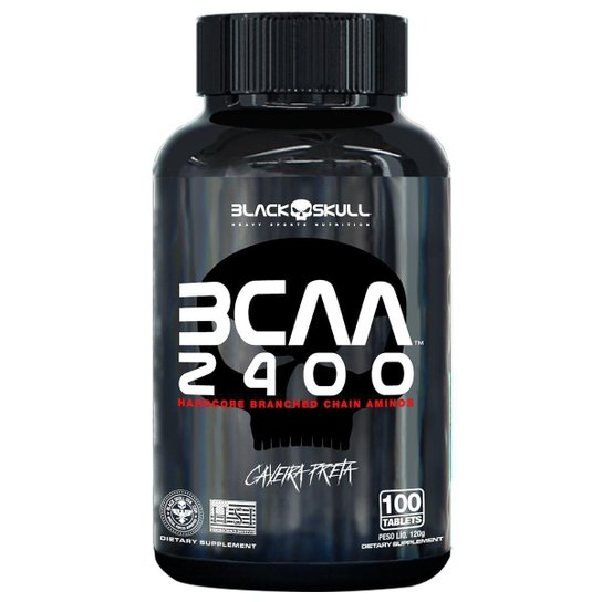 BCAA 2400 - AMINOÁCIDOS - 100 TABLETS CAVEIRA PRETA - BLACK SKULL Menor preço em BCAA 2400 - AMINOÁCIDOS - 100 TABLETS CAVEIRA PRETA - BLACK SKULL