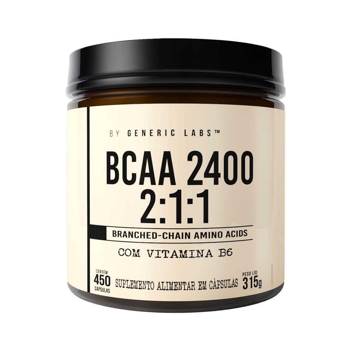 BCAA 2400 MAX (450 Cápsulas) Generic Labs Sem Sabor Netshoes