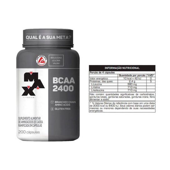 BCAA 2400 Mg Pote Com 200 Capsulas - Max Titanium
