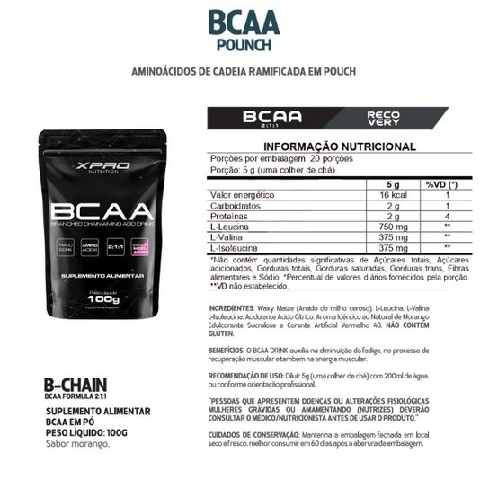 BCAA Morango 100g - XPRO Nutrition