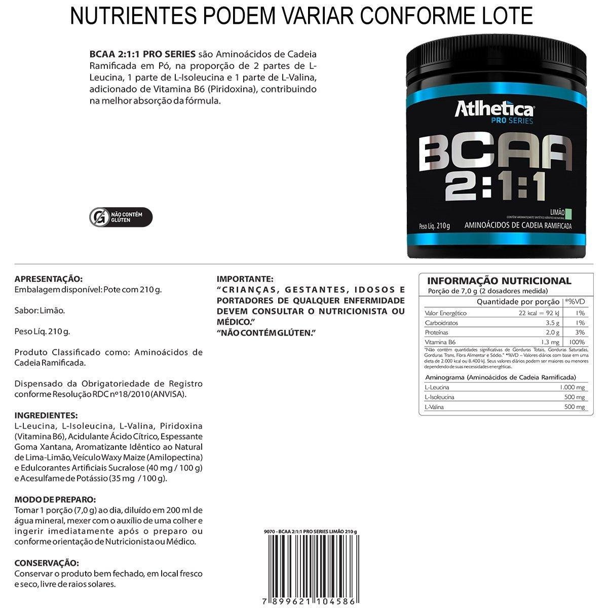BCAA Pro Series 211 210 g Atlhetica Nutrition Limão Netshoes