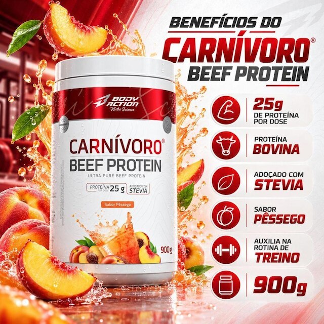 Pessego Beef Protein Carnivoro Pessego 900g - BodyAction - undefined | Netshoes