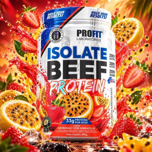 Beef Protein Isolate Morango Maracuja 910g Luva - Profit - undefined ...
