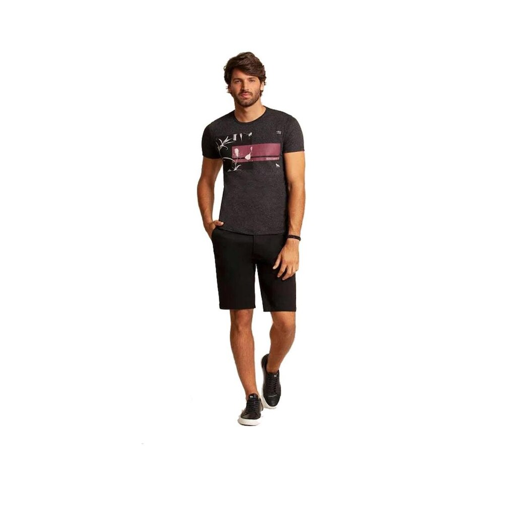 Bermuda Acostamento Casual Sarja Preto Tam. 42