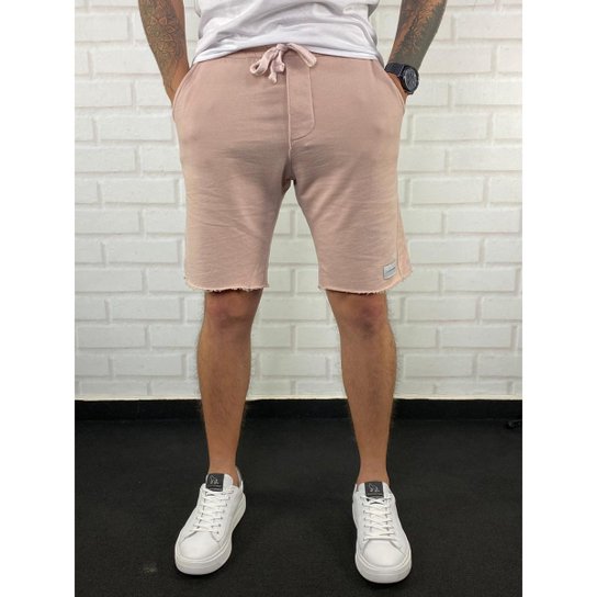 Bermuda Acostamento Moletom Resort Masculina Marbella G Rosa