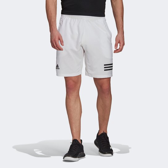 Bermuda Adidas Club 3S Masculina - Branco+Preto Menor preço em Bermuda Adidas Club 3S Masculina - Branco+Preto