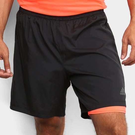 Bermuda Adidas Own The Run 2 em 1 Masculina - Preto+Laranja é ruim? Bermuda Adidas Own The Run 2 em 1 Masculina - Preto+Laranja é boa?