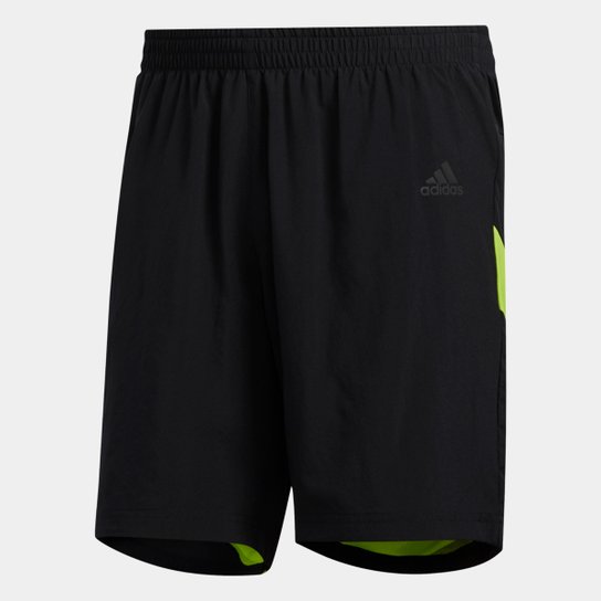 Menor preço em Bermuda Adidas Own The Run Masculina - Preto+Amarelo
