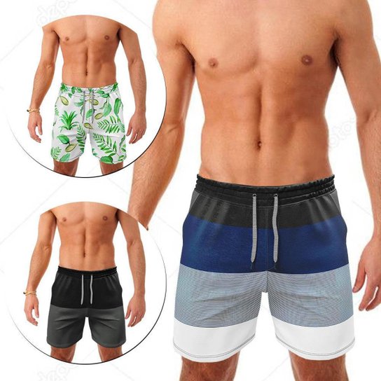 Bermuda Água Masculina Praia kit 3 Bermudas Tactel Canal Surf - Preto Menor preço em Bermuda Água Masculina Praia kit 3 Bermudas Tactel Canal Surf - Preto