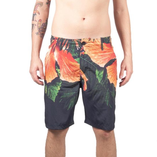 Bermuda Água Wg Floral Masculina - Laranja Menor preço em Bermuda Água Wg Floral Masculina - Laranja