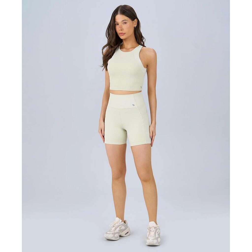 Bermuda Alto Giro Barra Com Silicone Feminina