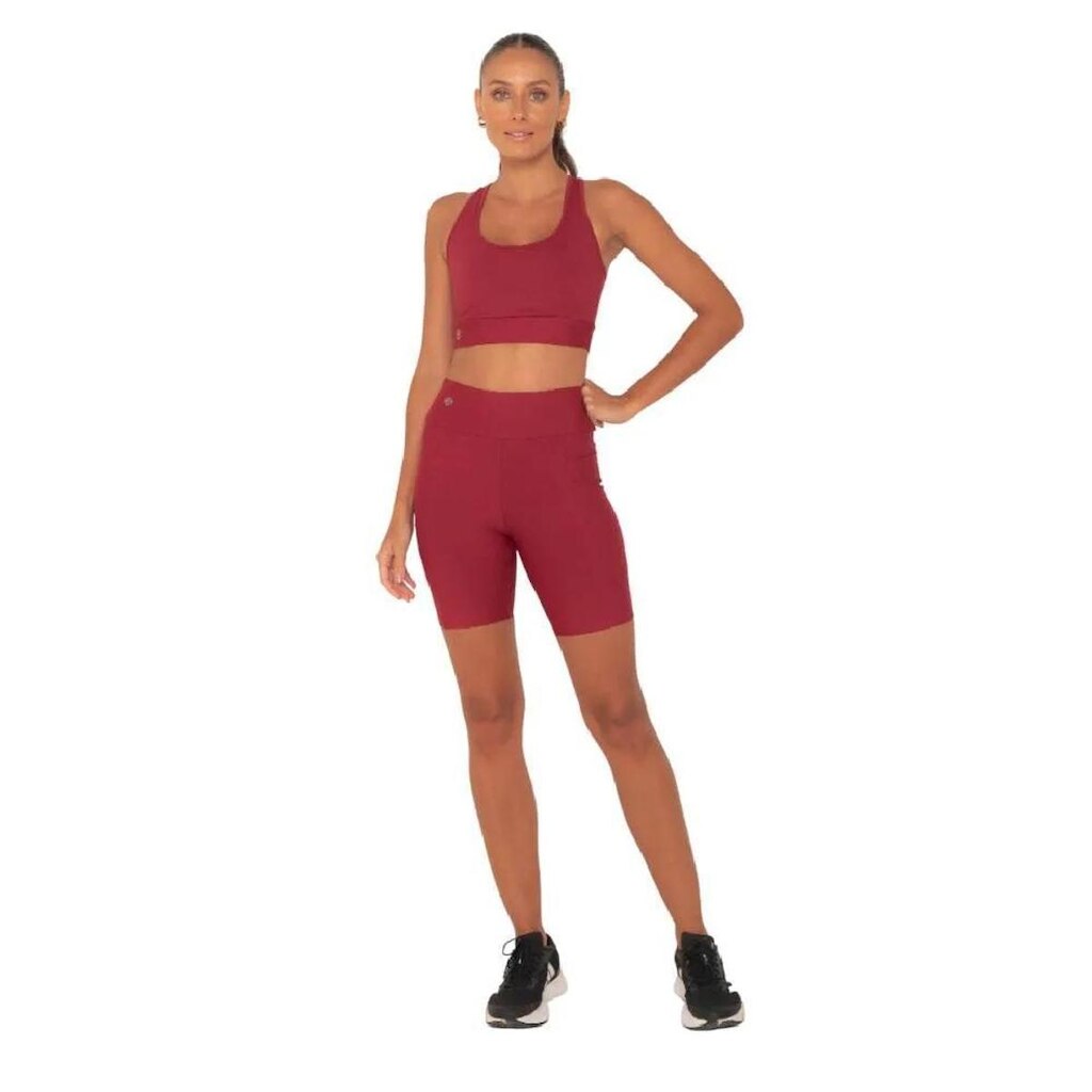 Bermuda Amei Sports Poliamida Bolsos Laterais - Vinho