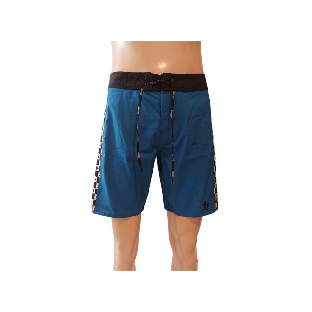 Bermuda Armor Fight Azul Lateral Xadrez Com Bolso Traseiro