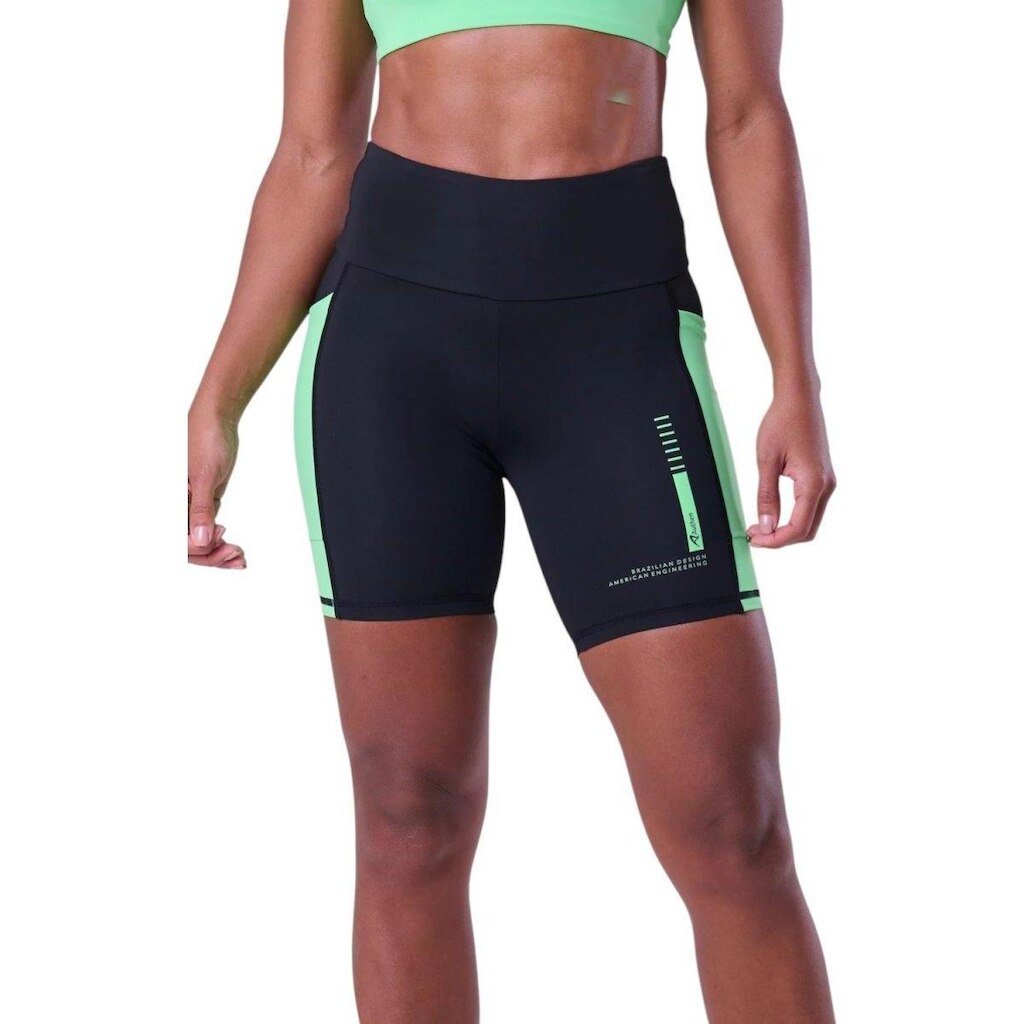 Bermuda Authen Signature Samba 18cm - preto e verde