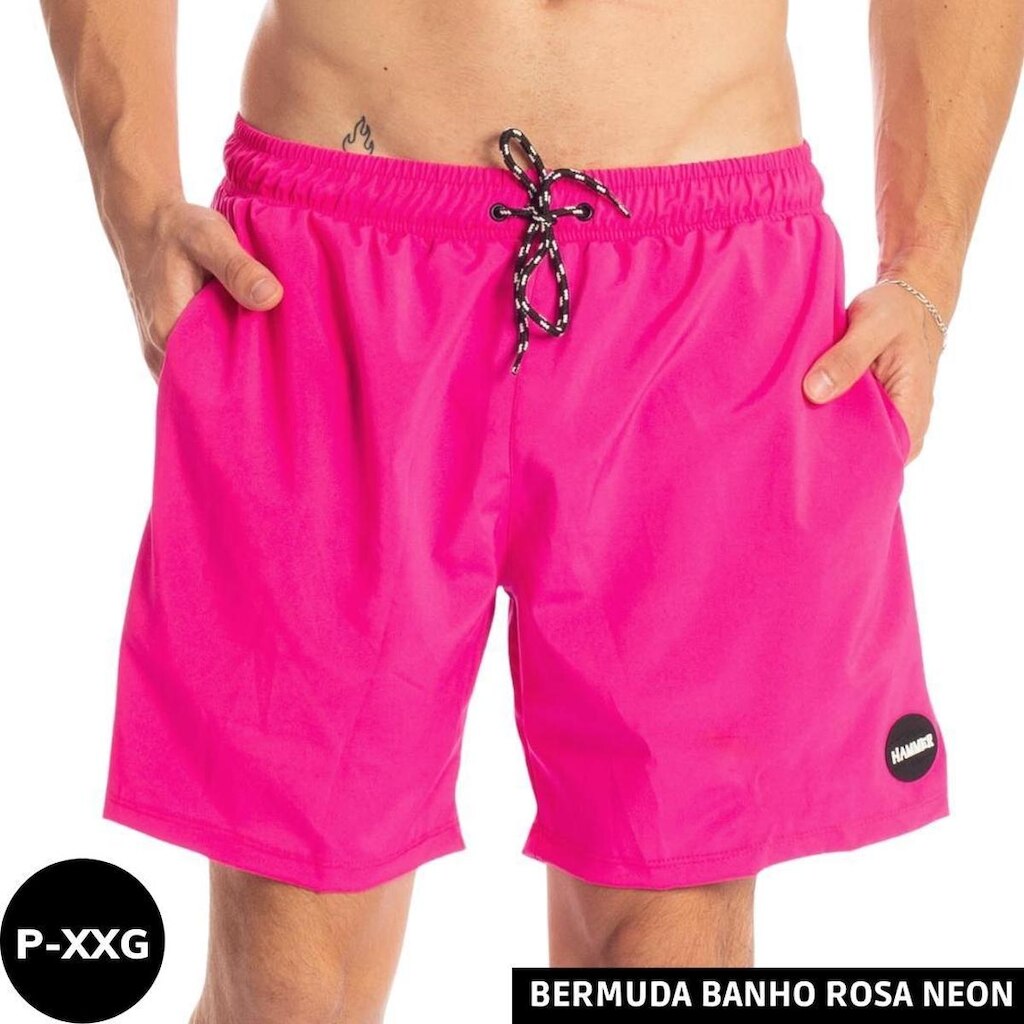 Bermuda Banho Shorts Praia Várias Opções Neon Fluor Qualidade Premium Tactel Com Elastano Hammer