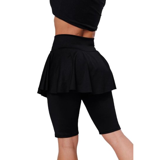 Bermuda Basica Ciclista Saia Babado Tapa Bumbum Fitness Academia WOLFOX Em Suplex Poliéster