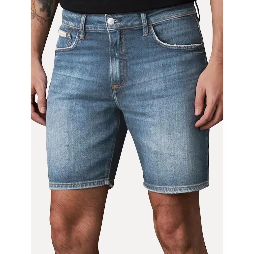 Bermuda Calvin Klein Jeans Masculina 5 Pockets Azul Médio