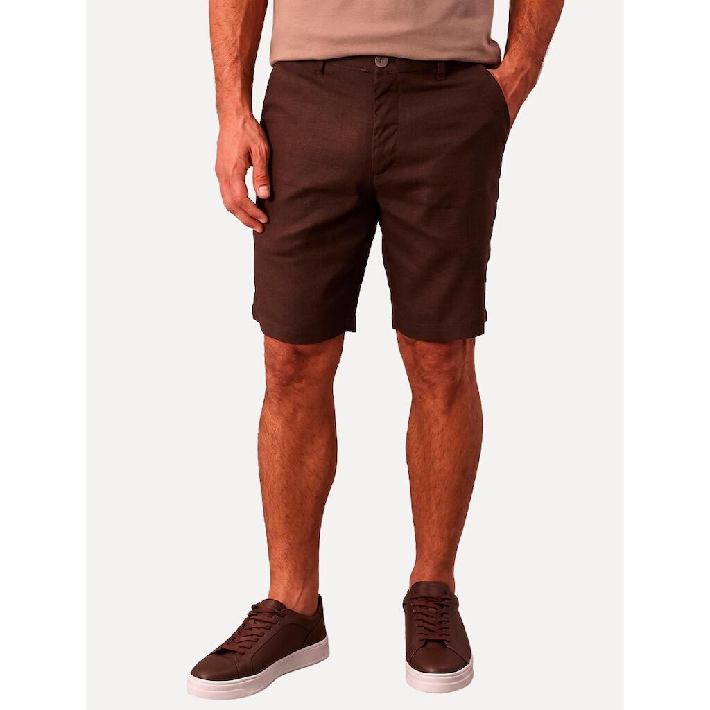 Bermuda Calvin Klein Jeans Masculina Botão 5 Pockets Marrom Escuro