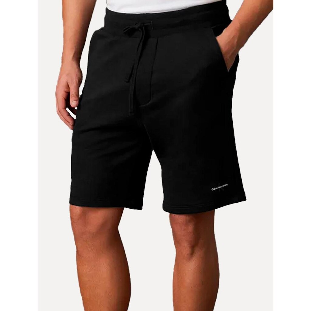 Bermuda Calvin Klein Jeans Moletom Cadarço RE Issue Preta