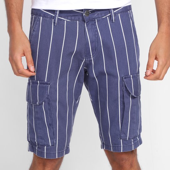 Bermuda Cargo Ecxo Listrada Masculina - Azul é ruim? Bermuda Cargo Ecxo Listrada Masculina - Azul é boa?