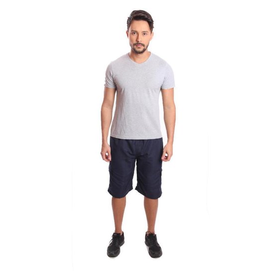 Bermuda Cargo Em Tactel Com Bolsos