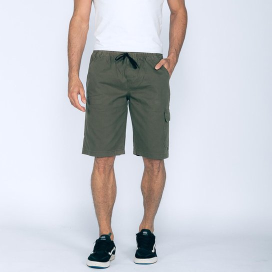 Bermuda Cargo Macaw Elástico Sarja 7811 - Verde Menor preço em Bermuda Cargo Macaw Elástico Sarja 7811 - Verde