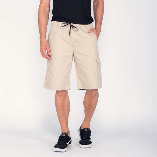 Bermuda Cargo Macaw Elástico Sarja 7851 - Bege Menor preço em Bermuda Cargo Macaw Elástico Sarja 7851 - Bege