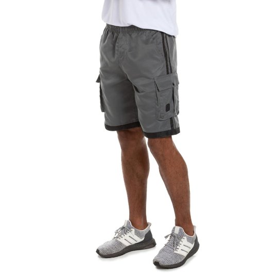 Bermuda Cargo Sport Parolli Masculino - Chumbo+Preto Menor preço em Bermuda Cargo Sport Parolli Masculino - Chumbo+Preto