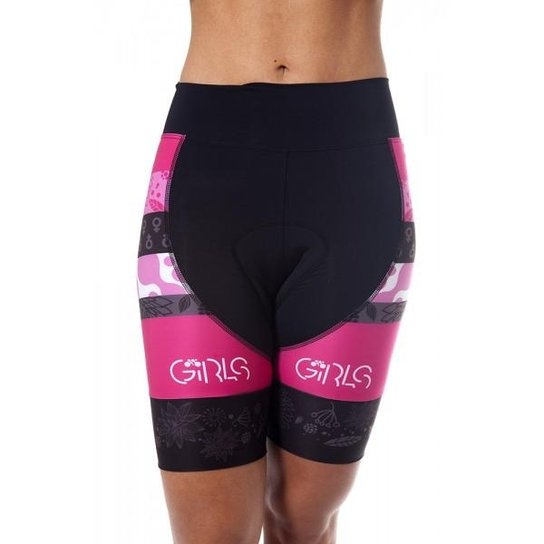 BERMUDA CICLISMO FEMININA ELITE - BCI-FE004 - Preto+Rosa
