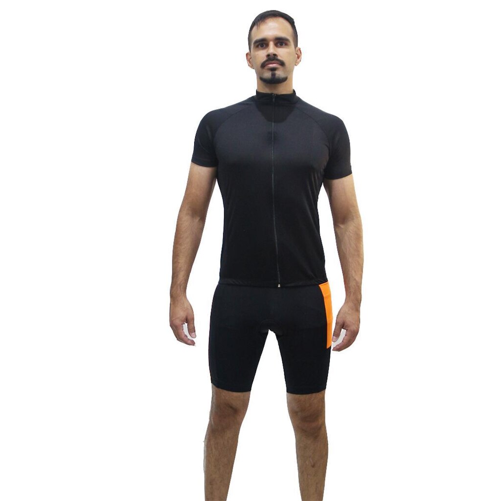 Bermuda com forro para ciclismo DA Modas com friso e bolso lateral e proteção UV